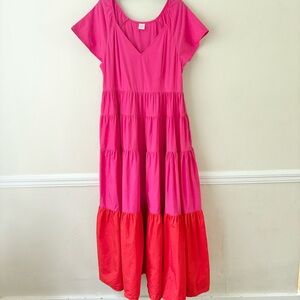🎁5/$25 Peyton & Parker Pink and Red Tiered V-Neck Maxi Dress